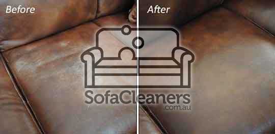 Hobsons-Bay brown couch before and after cleaning 