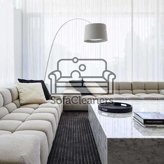 Salisbury living room with cleaned grey sofa 