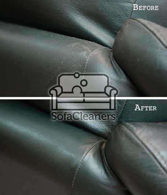 Kelso black leather couch before and_after cleaning
