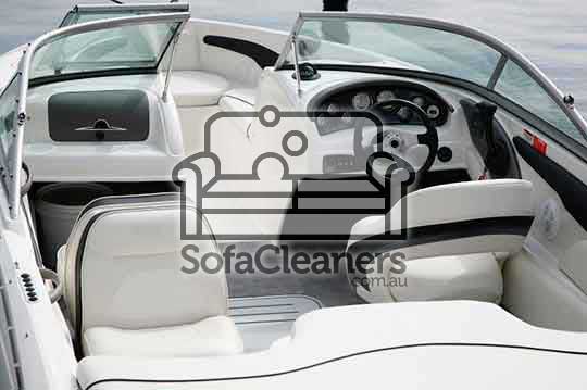 Caldermeade cleaned white leather boat upholstery 